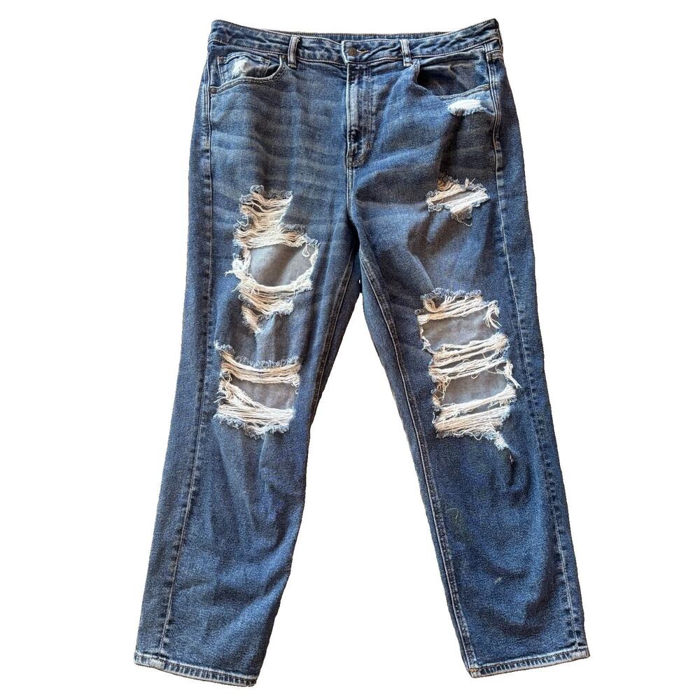 American Eagle Outfitters Jeans Womens 18 Blue Denim Distressed Curvy Stretch